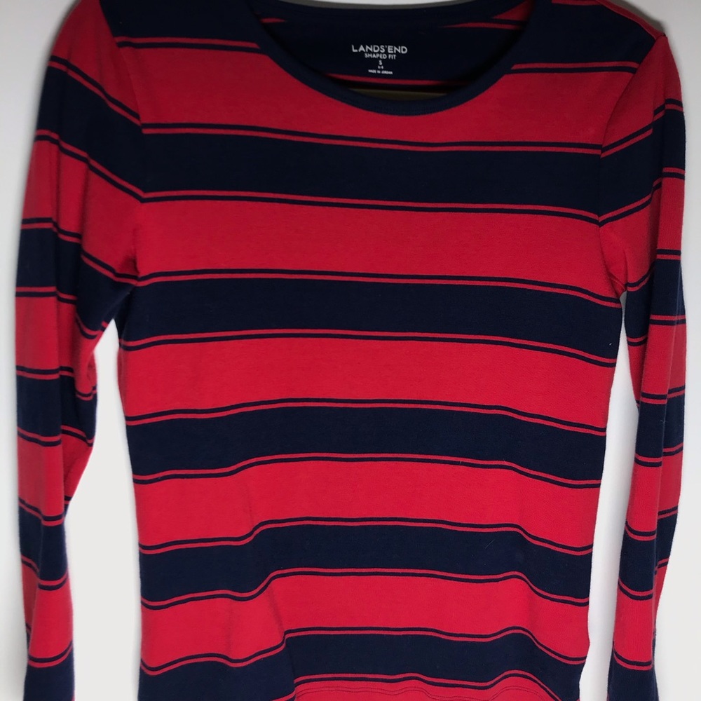 Lands end shaped fit striped long sleeve top